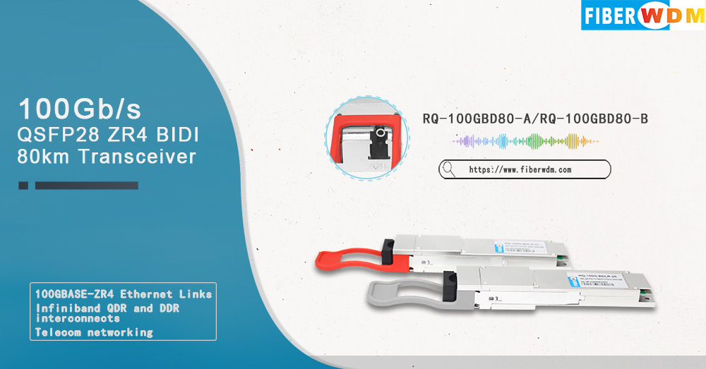 100Gb/s QSFP28 ZR4 BIDI 80km Transceiver